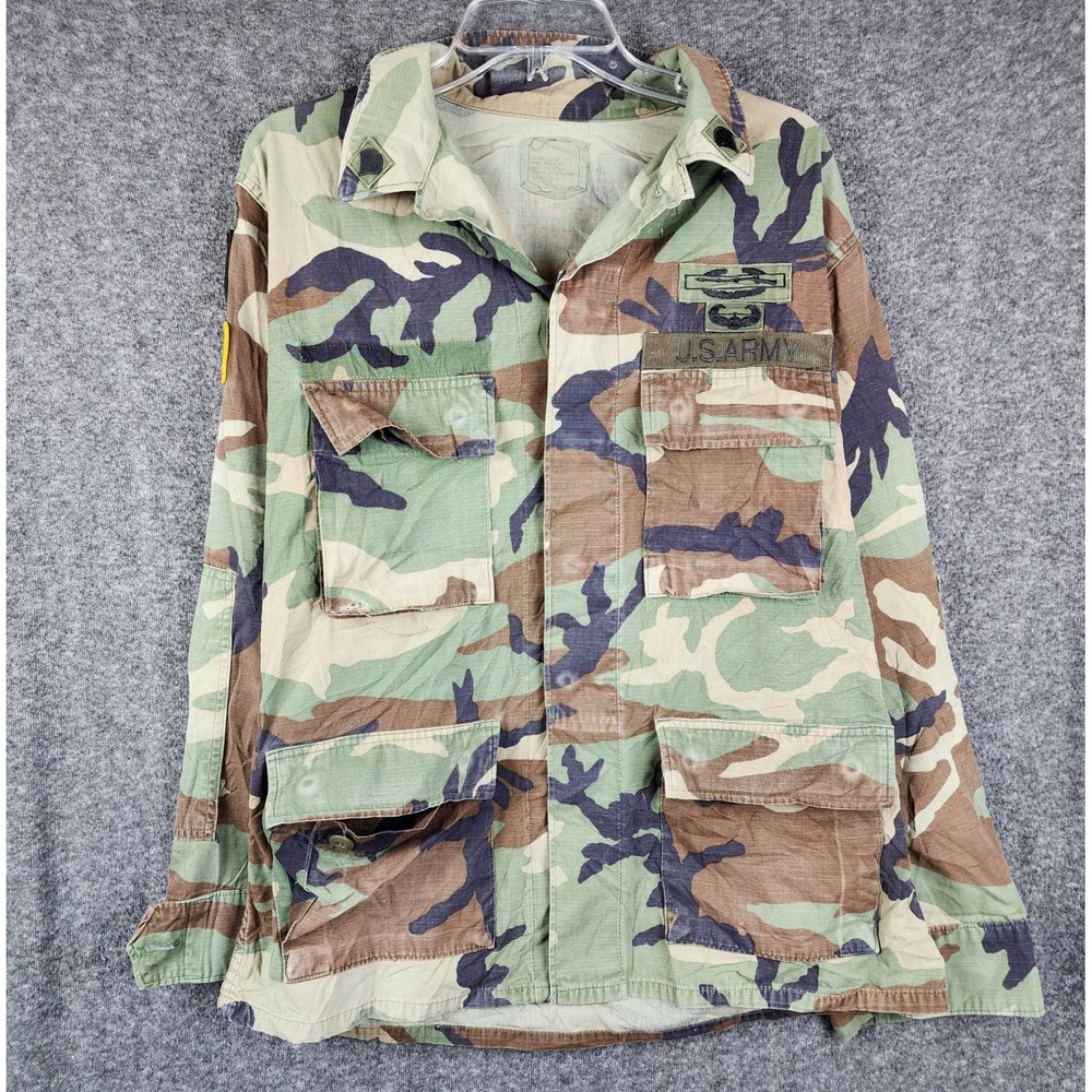 US Army Combat Shirt Mens Medium Green Woodland Camo Ripstop 101st Airborne BDU